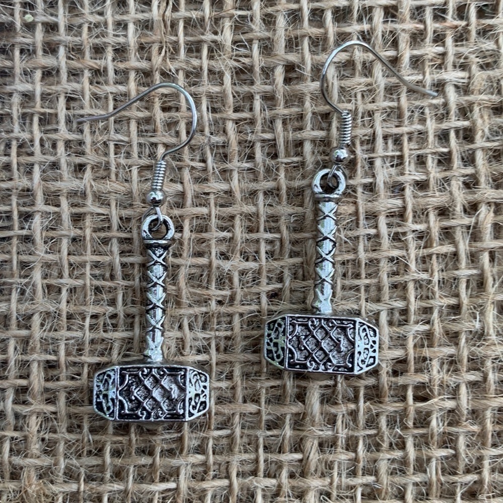 Nwt Handmade Thor's Hammer Earrings